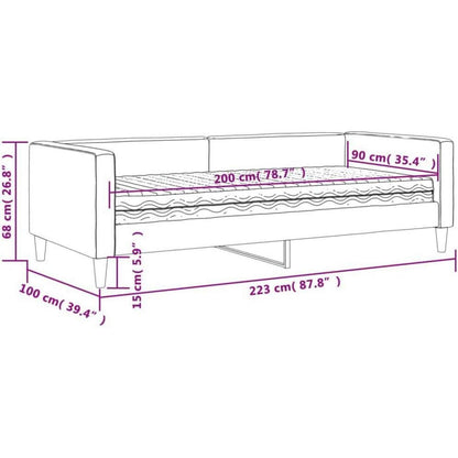 Schlafsofa 2-Sitzer Dunkelgrau 90x200 cm mit Matratze & Stauraum
