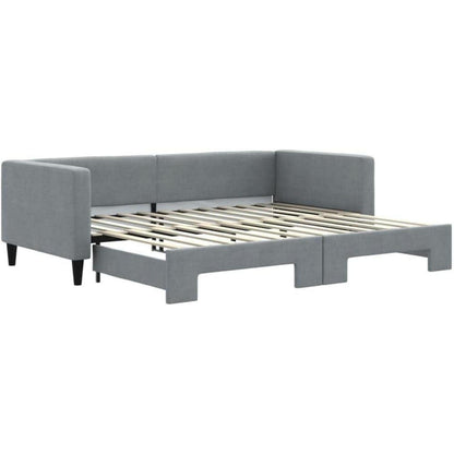 Schlafsofa 2-Sitzer, Ausziehbett mit Bettkasten, Hellgrau