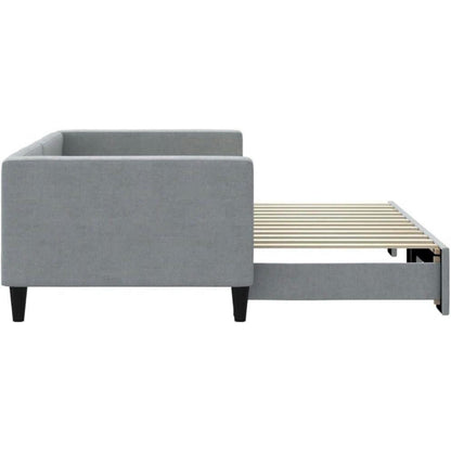 Schlafsofa 2-Sitzer, Ausziehbett mit Bettkasten, Hellgrau