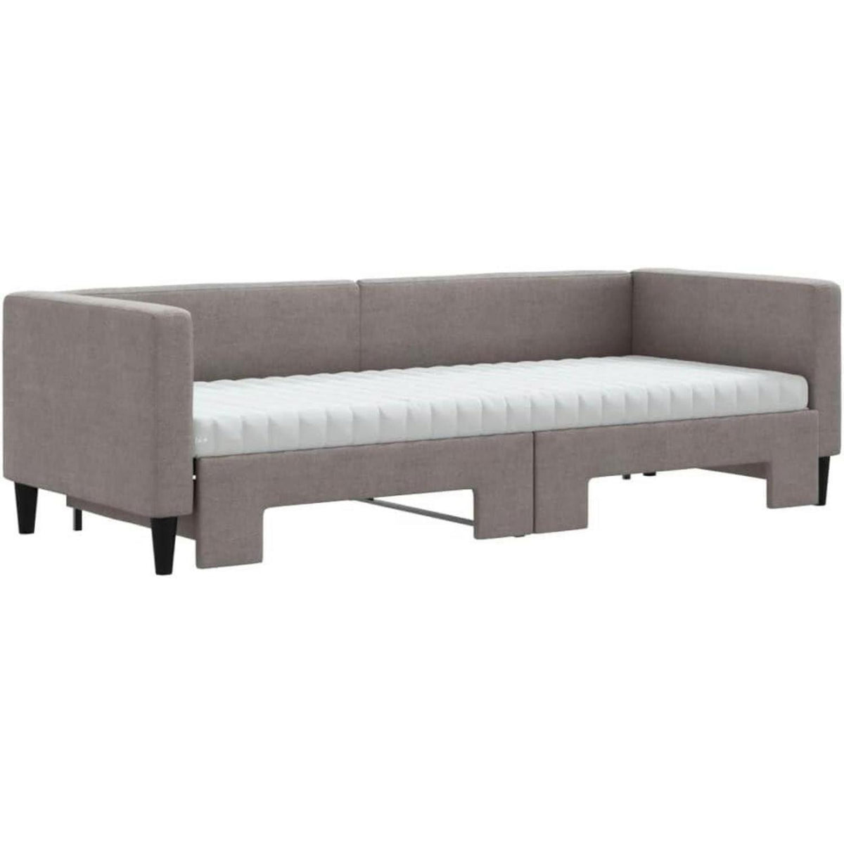 Tagesbett ausziehbar mit Matratze & Bettkasten – Taupe 80x200 cm