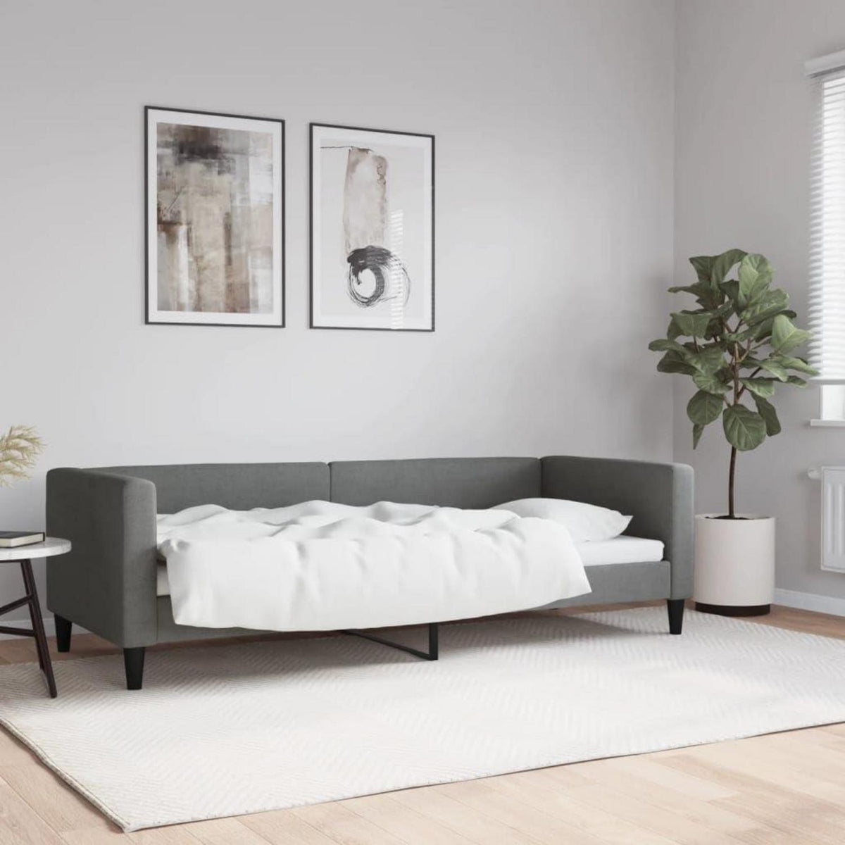 2-Sitzer Schlafsofa Dunkelgrau 80x200 cm mit Stauraum