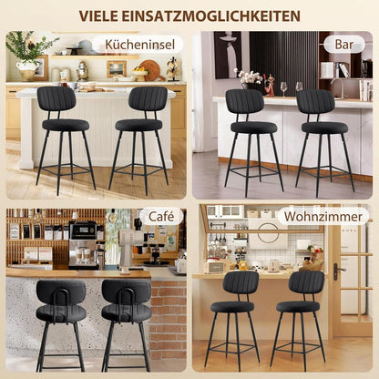 Barhocker 2er Set PU-Leder, 66cm, Schwarz – Drehbar & Komfortabel