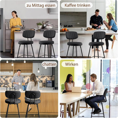 Barhocker 2er Set PU-Leder, 66cm, Schwarz – Drehbar & Komfortabel