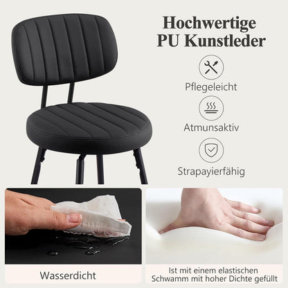 Barhocker 2er Set PU-Leder, 66cm, Schwarz – Drehbar & Komfortabel