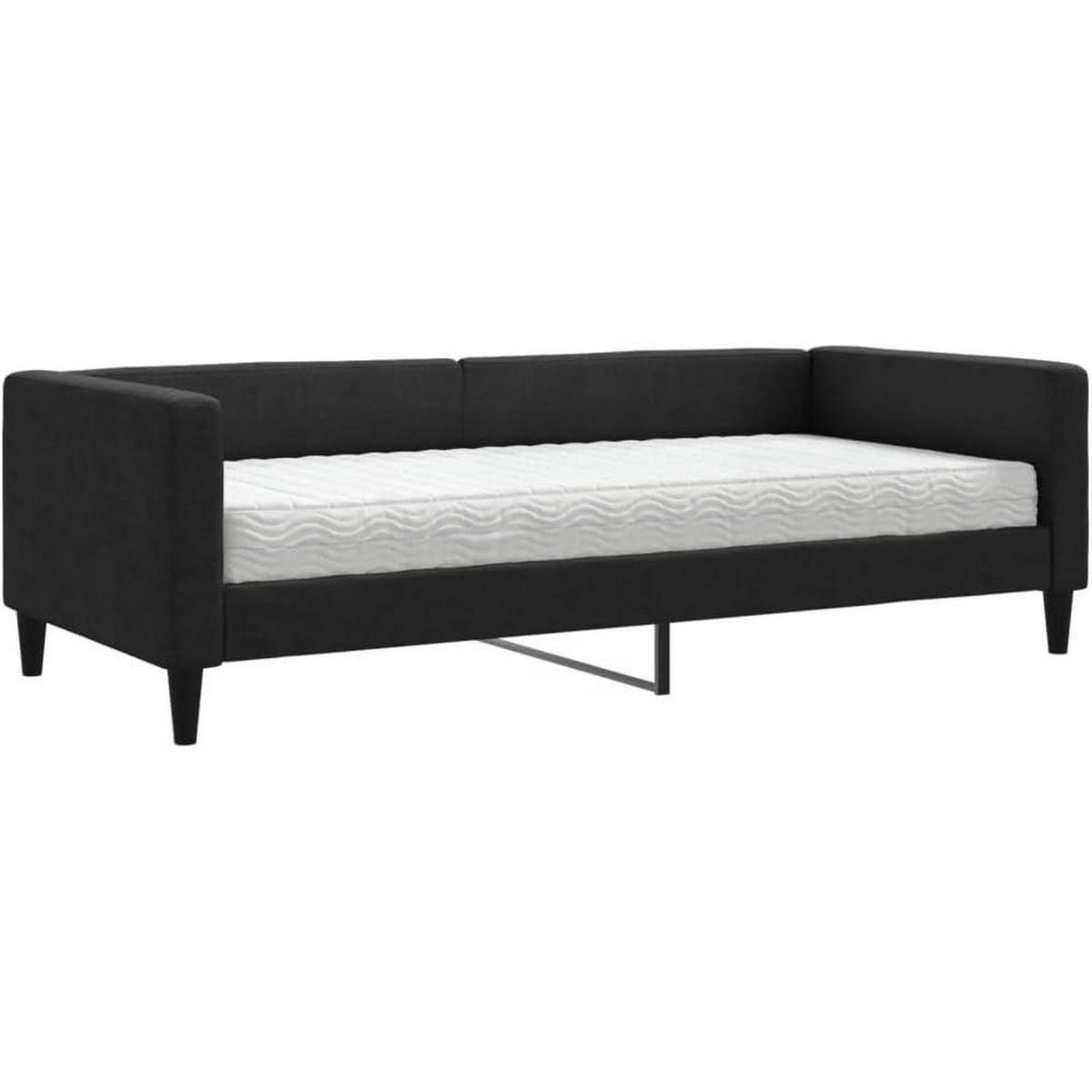 2-Sitzer Schlafsofa mit Matratze & Stauraum – 90x200 cm Schwarz