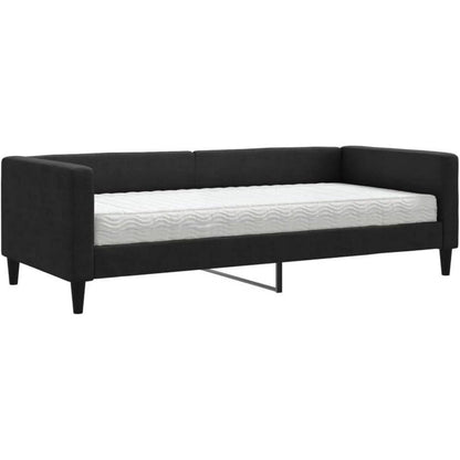 2-Sitzer Schlafsofa mit Matratze & Stauraum – 90x200 cm Schwarz