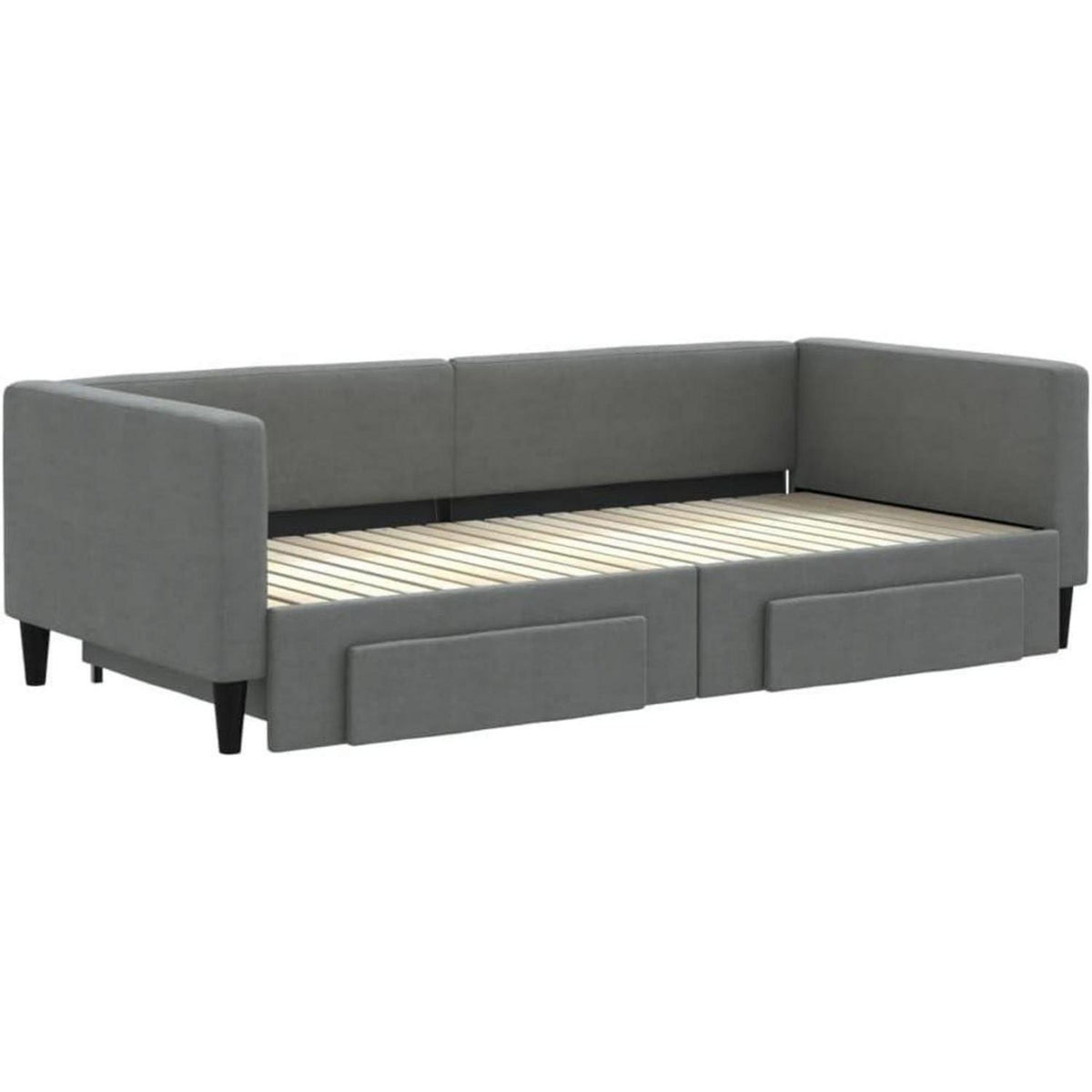 Tagesbett ausziehbar mit Schubladen – Schlafsofa 90x200 cm Dunkelgrau
