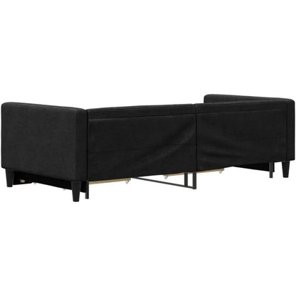 Schlafsofa 2-Sitzer Schwarz – Ausziehbett mit Bettkasten & Schublade