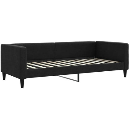 Schlafsofa 2-Sitzer Schwarz – Ausziehbett mit Bettkasten & Schublade