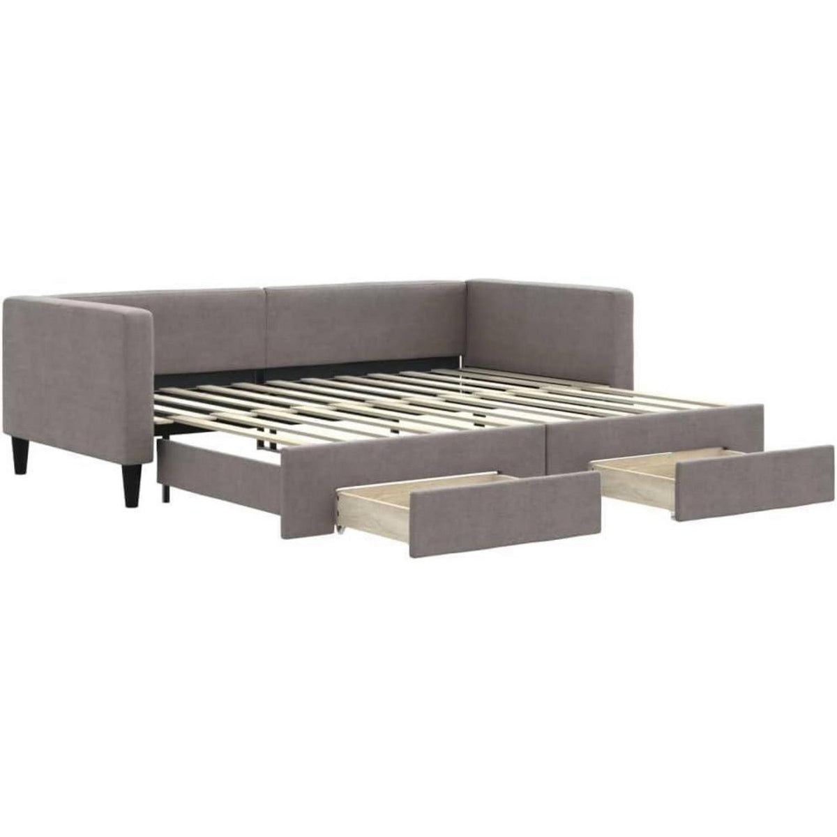 Tagesbett ausziehbar mit Schubladen – Schlafsofa 90x200 cm Taupe