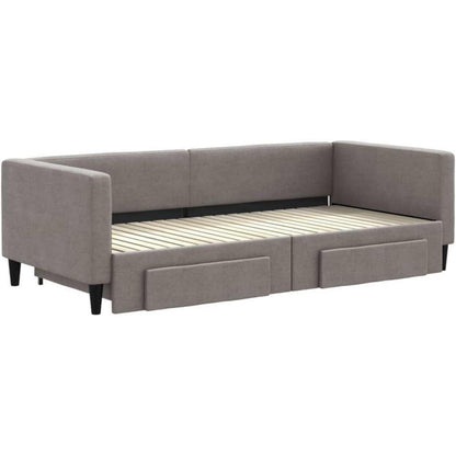 Tagesbett ausziehbar mit Schubladen – Schlafsofa 90x200 cm Taupe