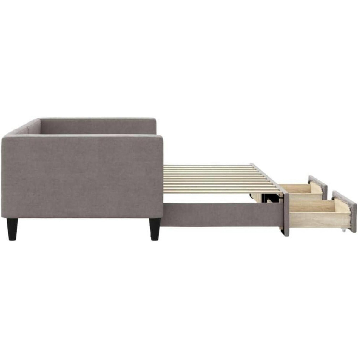 Tagesbett ausziehbar mit Schubladen – Schlafsofa 90x200 cm Taupe