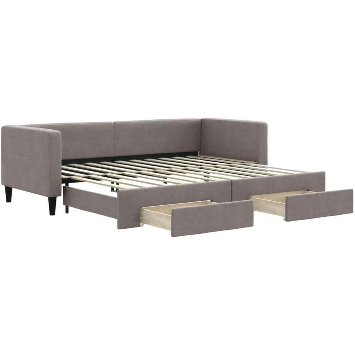 2-Sitzer Schlafsofa mit Bettkasten & Schublade Taupe 80x200 cm