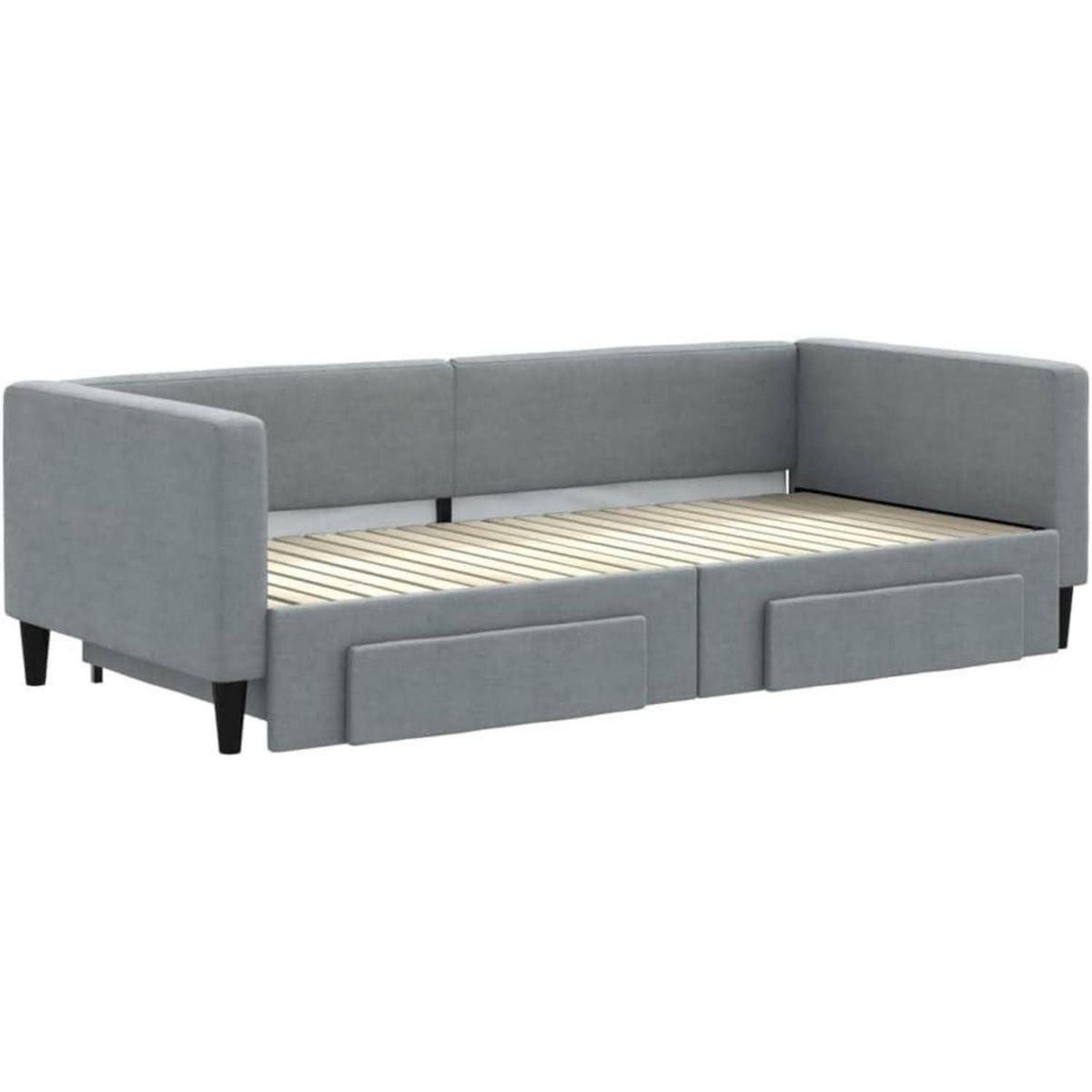 2-Sitzer Schlafsofa mit Bettkasten & Schublade, Hellgrau 90x200 cm