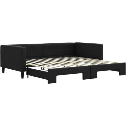 Ausziehbett 2-Sitzer Schlafsofa mit Bettkasten Schwarz 100x200 cm