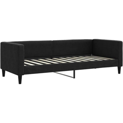 Schlafsofa 2-Sitzer Schwarz – Ausziehbett mit Bettkasten & Schublade