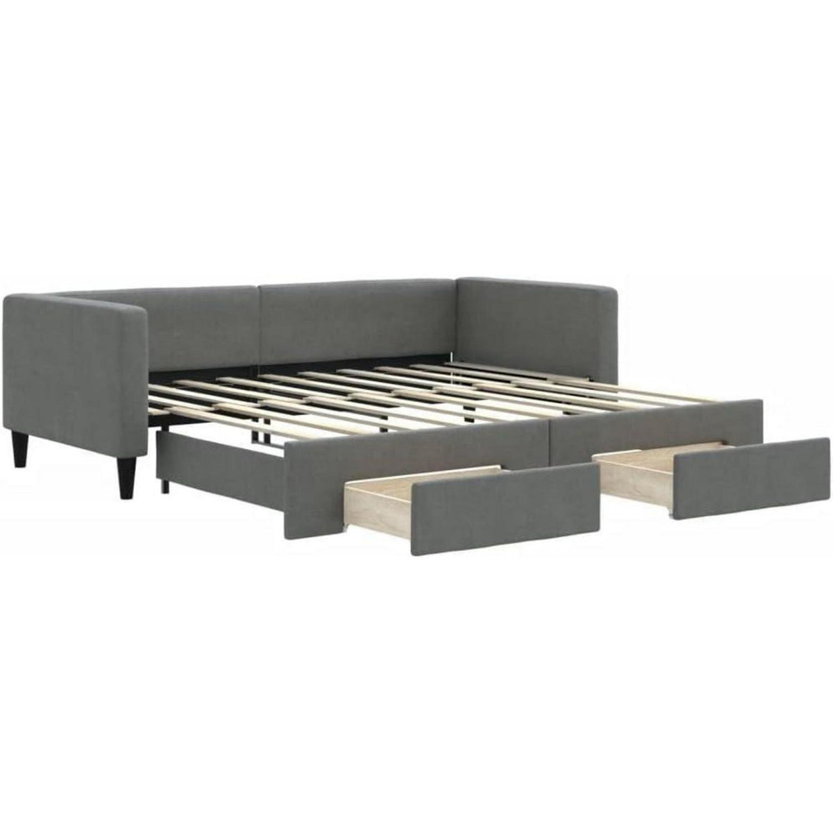 Tagesbett ausziehbar mit Schubladen – Schlafsofa 90x190 cm Dunkelgrau
