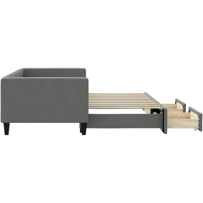 Tagesbett ausziehbar mit Schubladen – Schlafsofa 90x190 cm Dunkelgrau