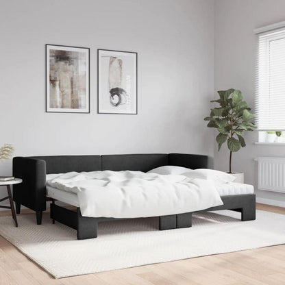 2-Sitzer Schlafsofa mit Bettkasten & Matratze Schwarz 80x200 cm
