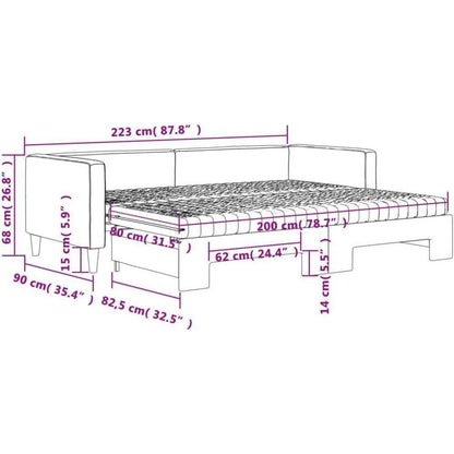 2-Sitzer Schlafsofa mit Bettkasten & Matratze Schwarz 80x200 cm