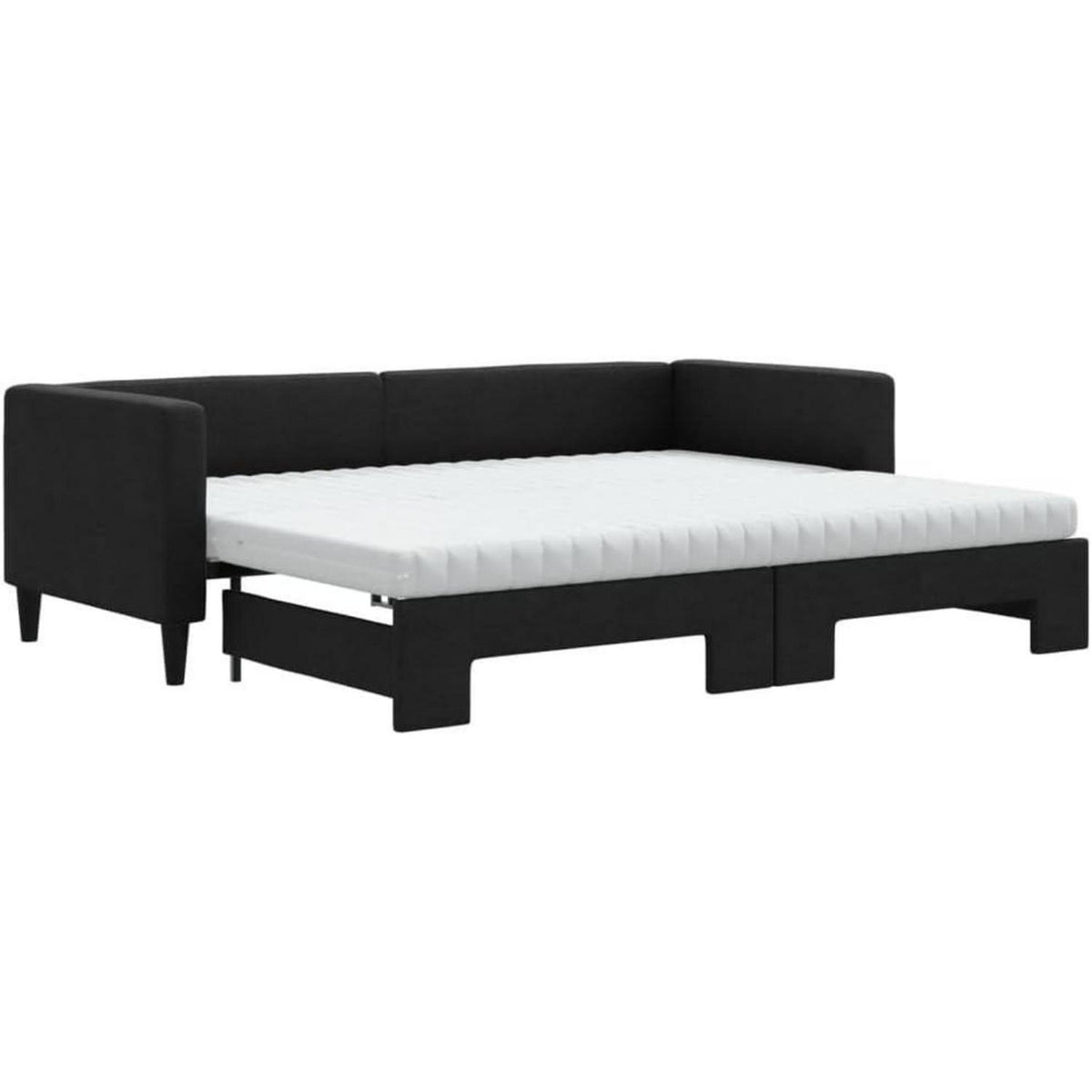 2-Sitzer Schlafsofa mit Bettkasten & Matratze Schwarz 80x200 cm