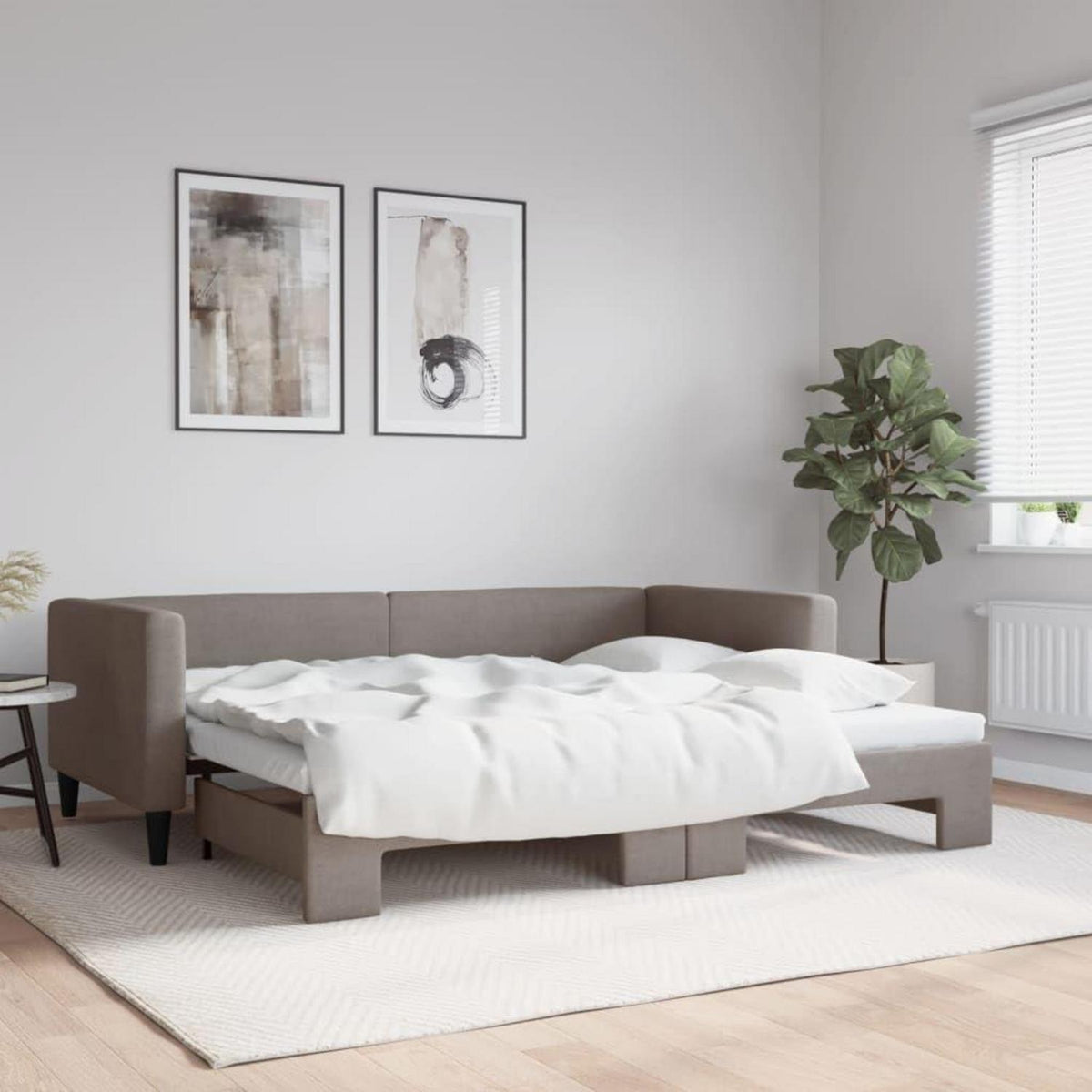2-Sitzer Schlafsofa mit Bettkasten, 90x200 cm, Taupe