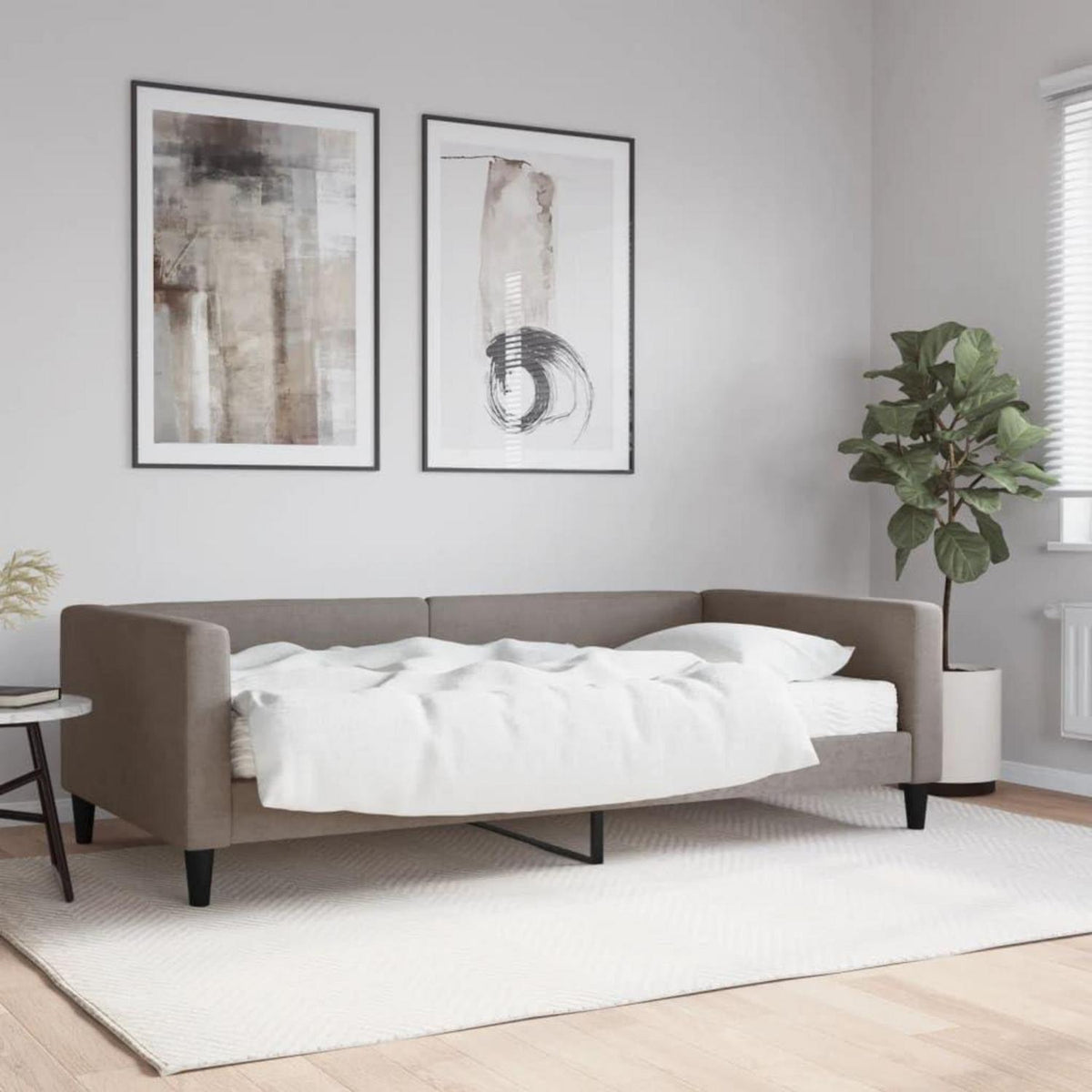 2-Sitzer Schlafsofa mit Matratze & Stauraum – Taupe 100x200 cm