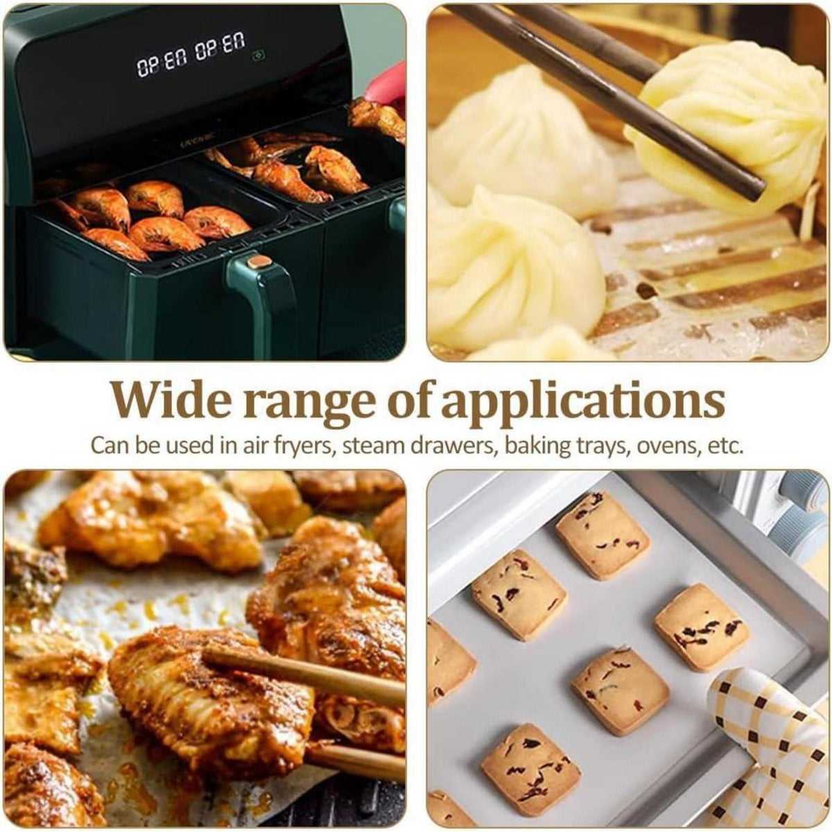 200 Blatt Airfryer Backpapier Rechteck Perforiert Antihaft