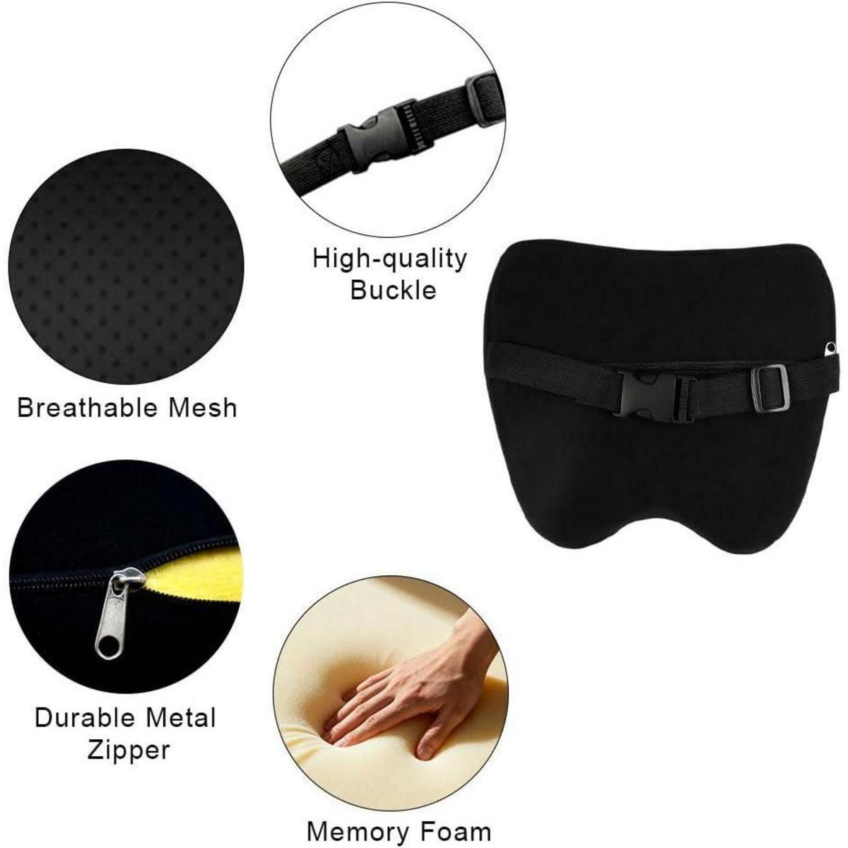 Auto Nackenkissen mit Memory Foam & Verstellbarem Gurt