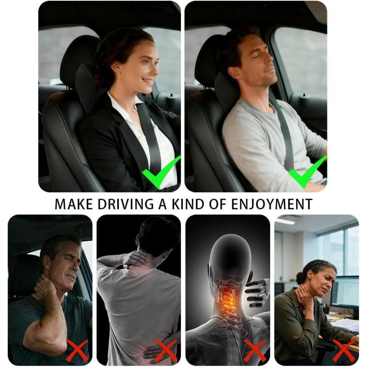 Auto Nackenkissen mit Memory Foam & Verstellbarem Gurt