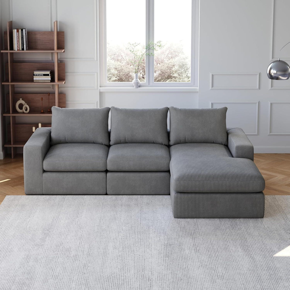 Ecksofa mit Schlaffunktion 250x160 cm – Dunkelgrau
