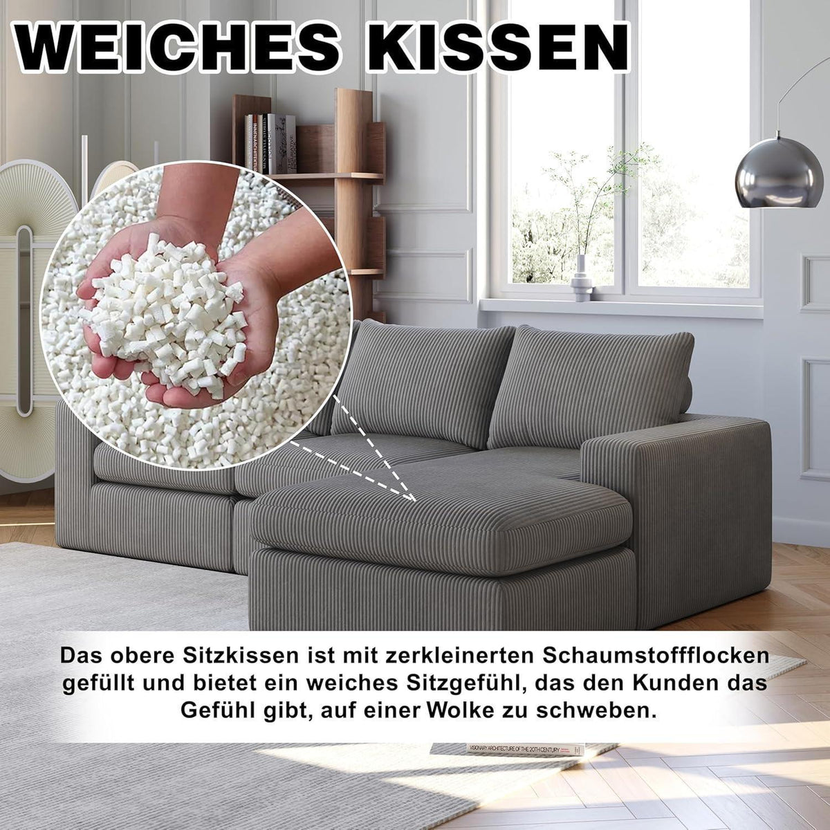 Ecksofa mit Schlaffunktion 250x160 cm – Dunkelgrau