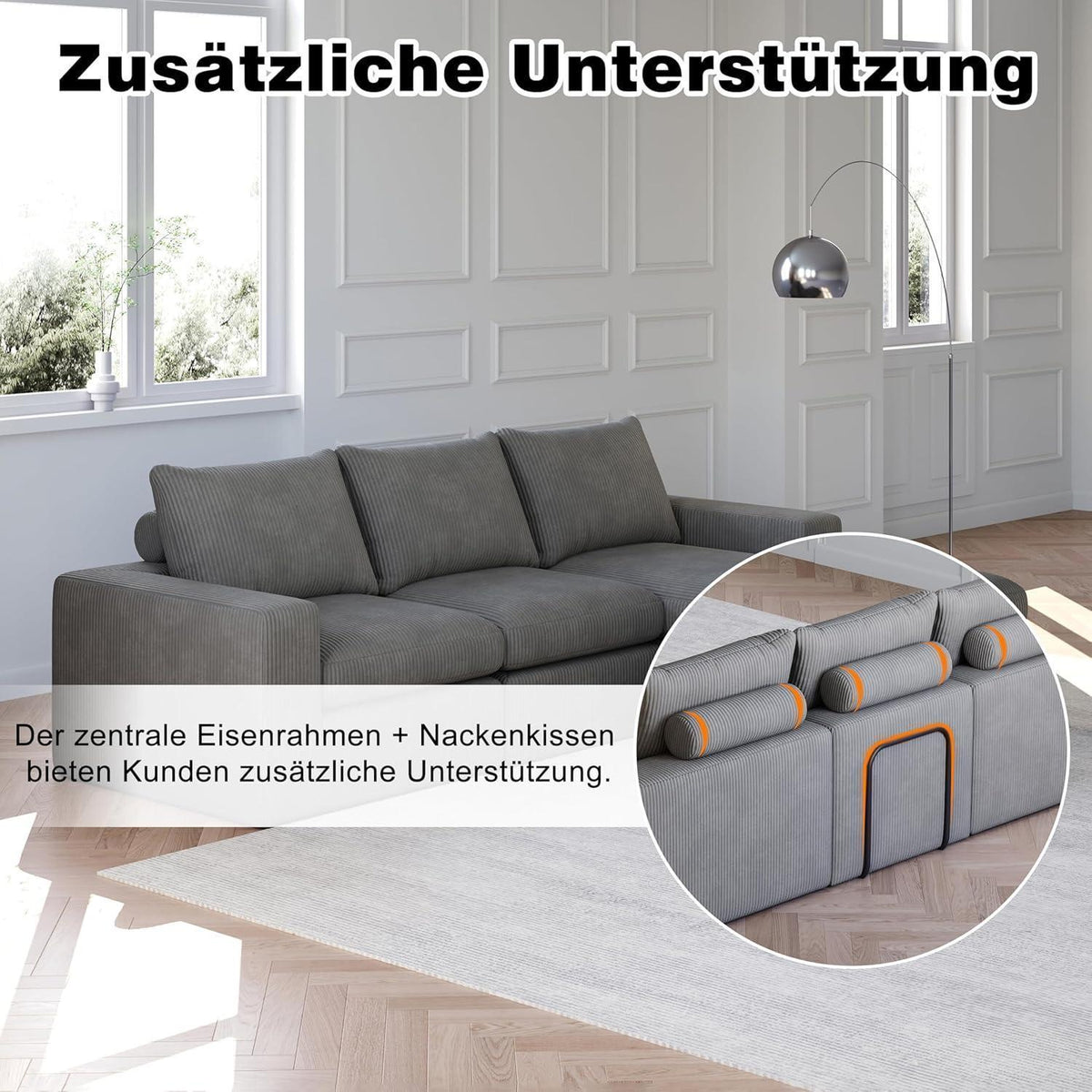 Ecksofa mit Schlaffunktion 250x160 cm – Dunkelgrau