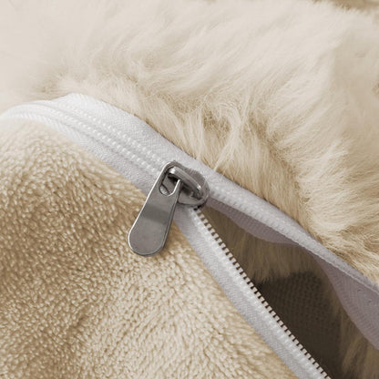 Langhaar Plüsch Bettwäsche Set 200x200 Beige, Winterwarm & Flauschig
