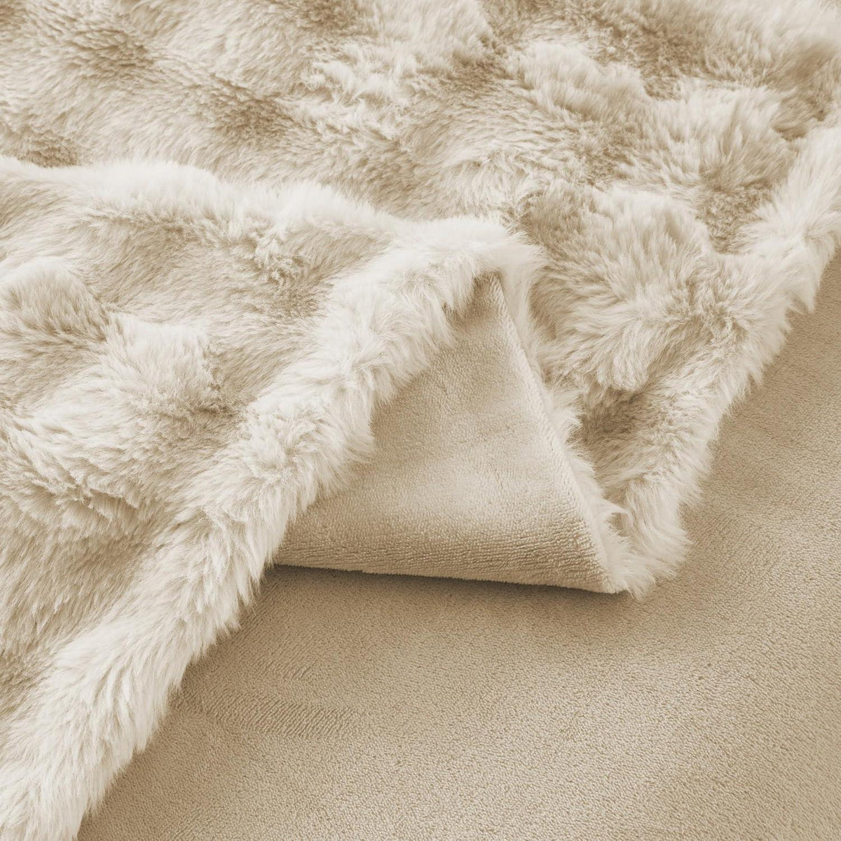 Plüsch Bettwäsche Set 155x220 - Warm & Flauschig Beige