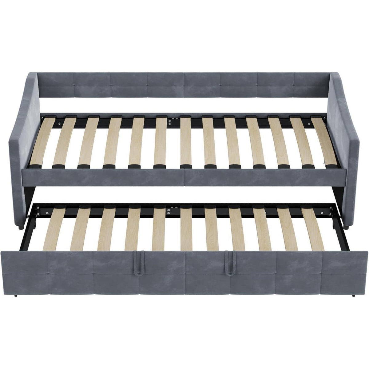 Ausziehbett 180x200 cm – Schlafcouch mit Flanell Grau