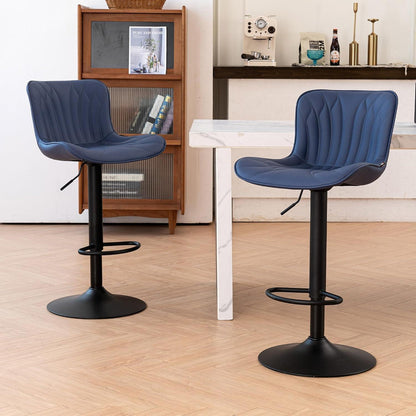 Drehbarer Barhocker 2er Set, Höhenverstellbar in Lederoptik