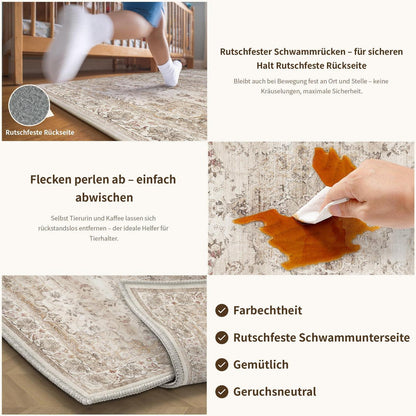 Waschbarer Vintage Teppich 200x300cm Beige Moon