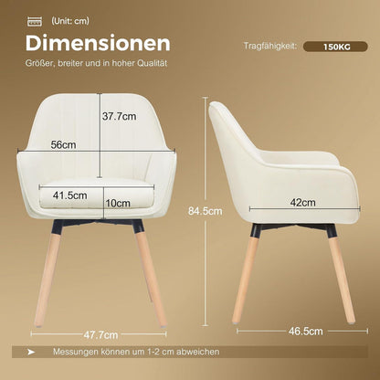 Drehbarer Esszimmerstuhl mit Samtbezug, Cremeweiß