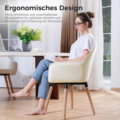 Drehbarer Esszimmerstuhl mit Samtbezug, Cremeweiß