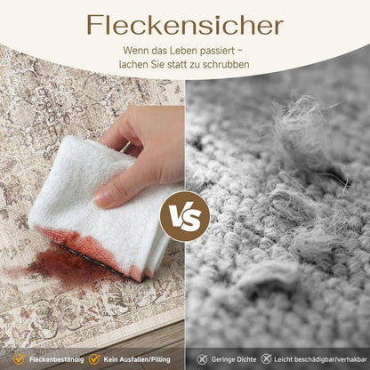 Waschbarer Vintage Teppich Beige 160x230cm – PureCozy