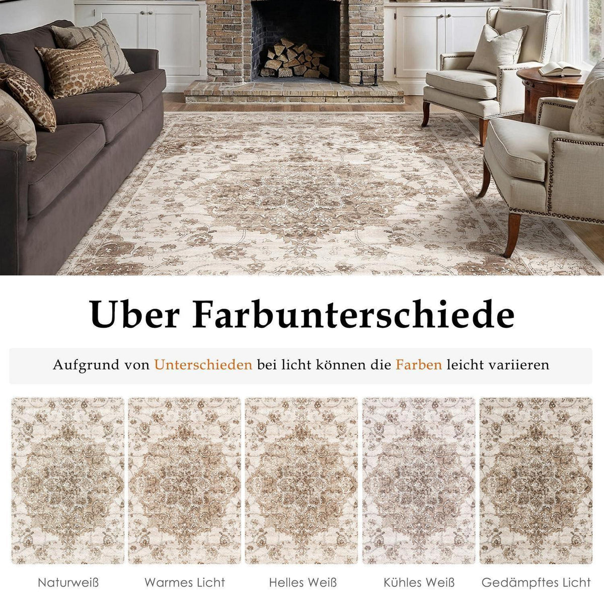 Braun Wohnteppich 200x300cm – Waschbar & Rutschfest
