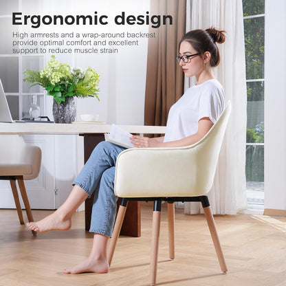 Cremeweiße Esszimmerstühle 4er Set, 360° drehbar & gepolstert