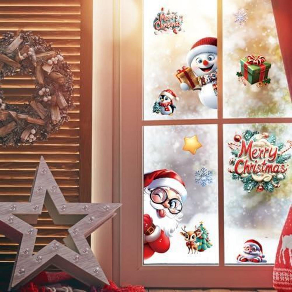 Weihnachtsfensterbilder – 9er Set, Selbstklebend & Wiederverwendbar