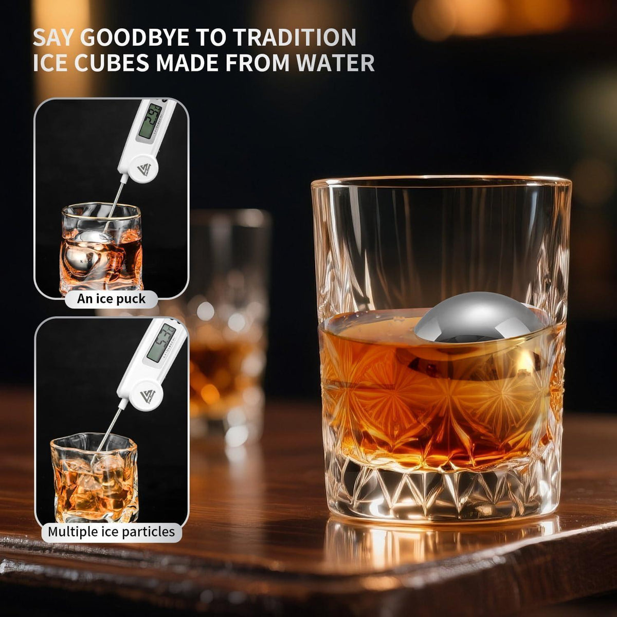 Edelstahl Whiskey Eiskugeln Set – 4er Pack, Rostfrei & Spülmaschinenfest