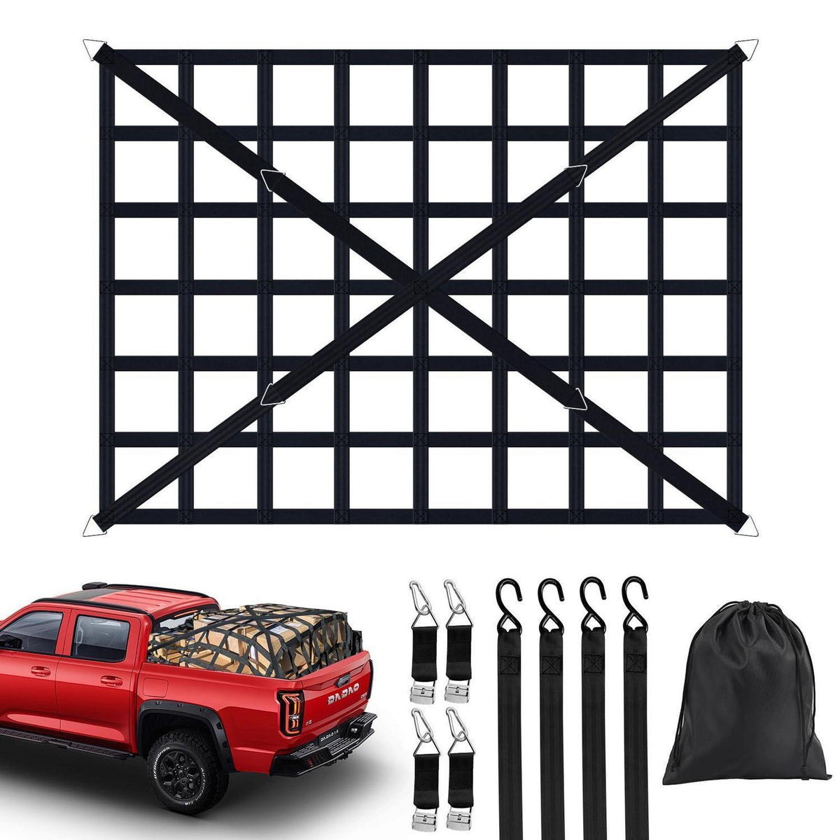 Verstellbares Gepäcknetz für Pickup Ladefläche – 167x127cm
