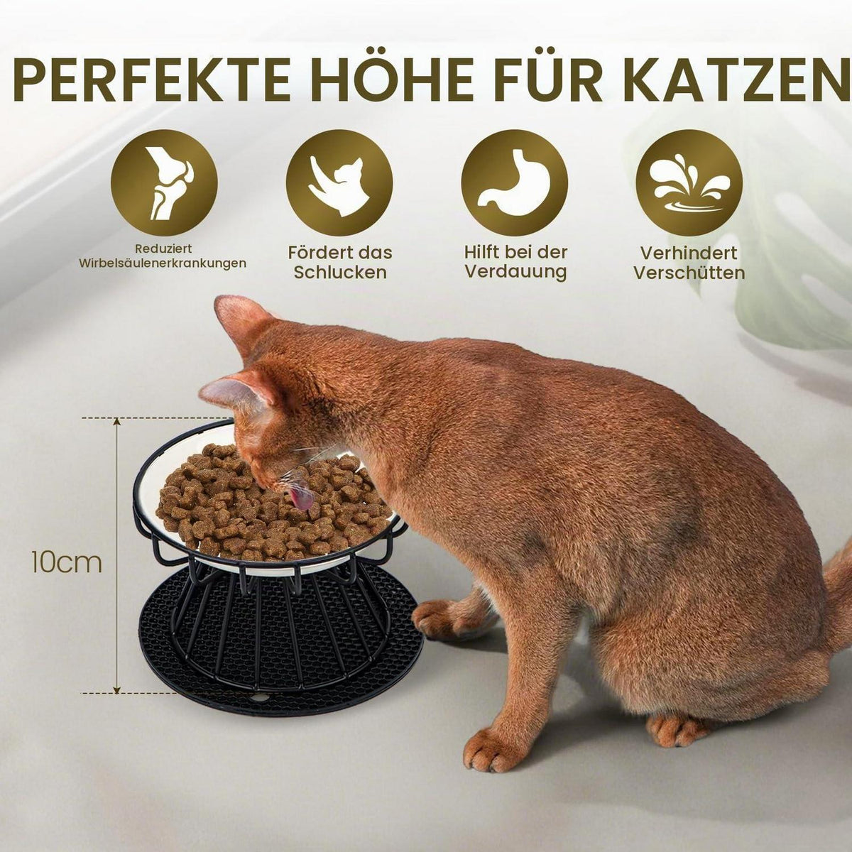 Erhöhte Katzennäpfe Keramik - 2er Set mit Silikonmatte