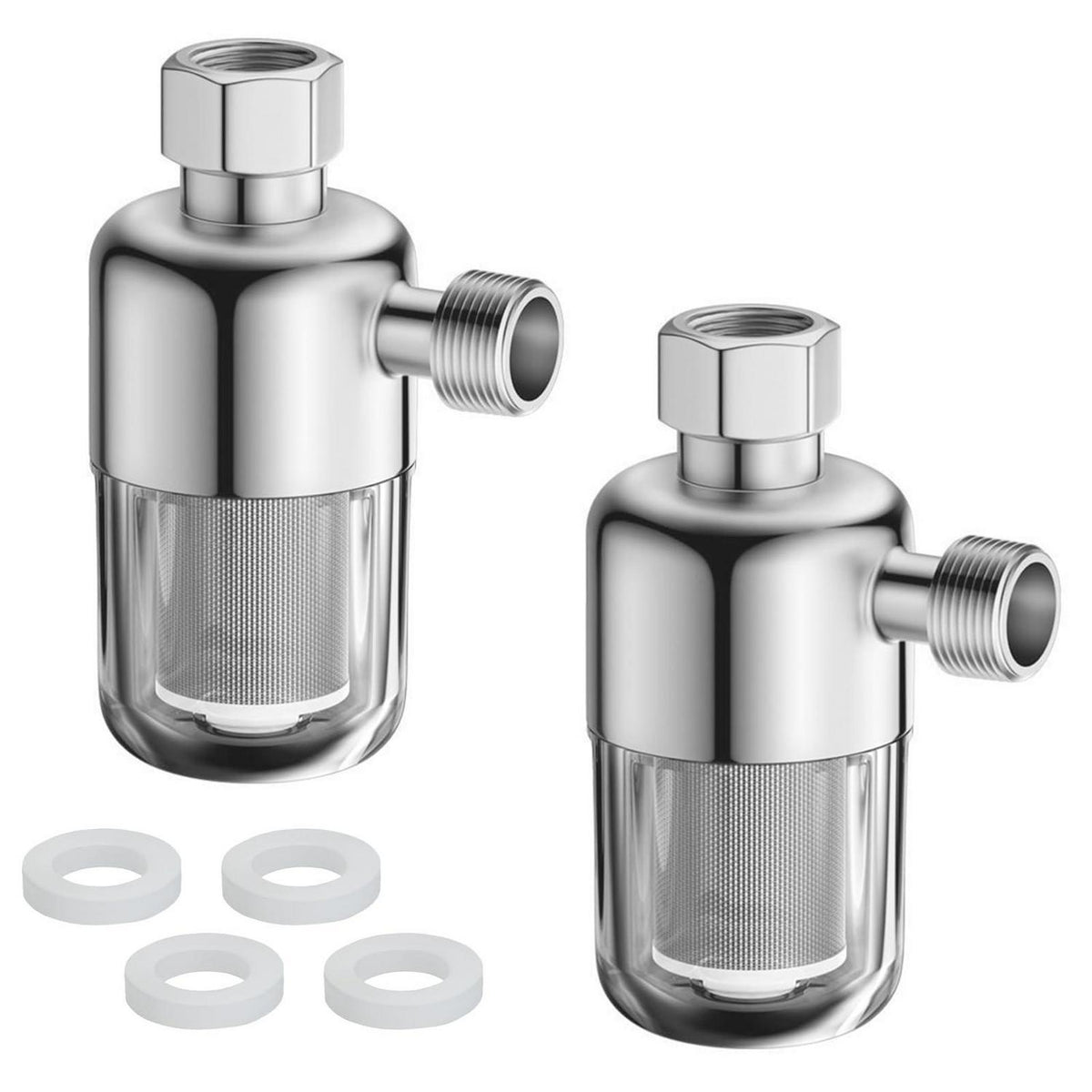 Duschwasserfilter 2er-Set | Kalkfilter Edelstahl 1/2 Zoll