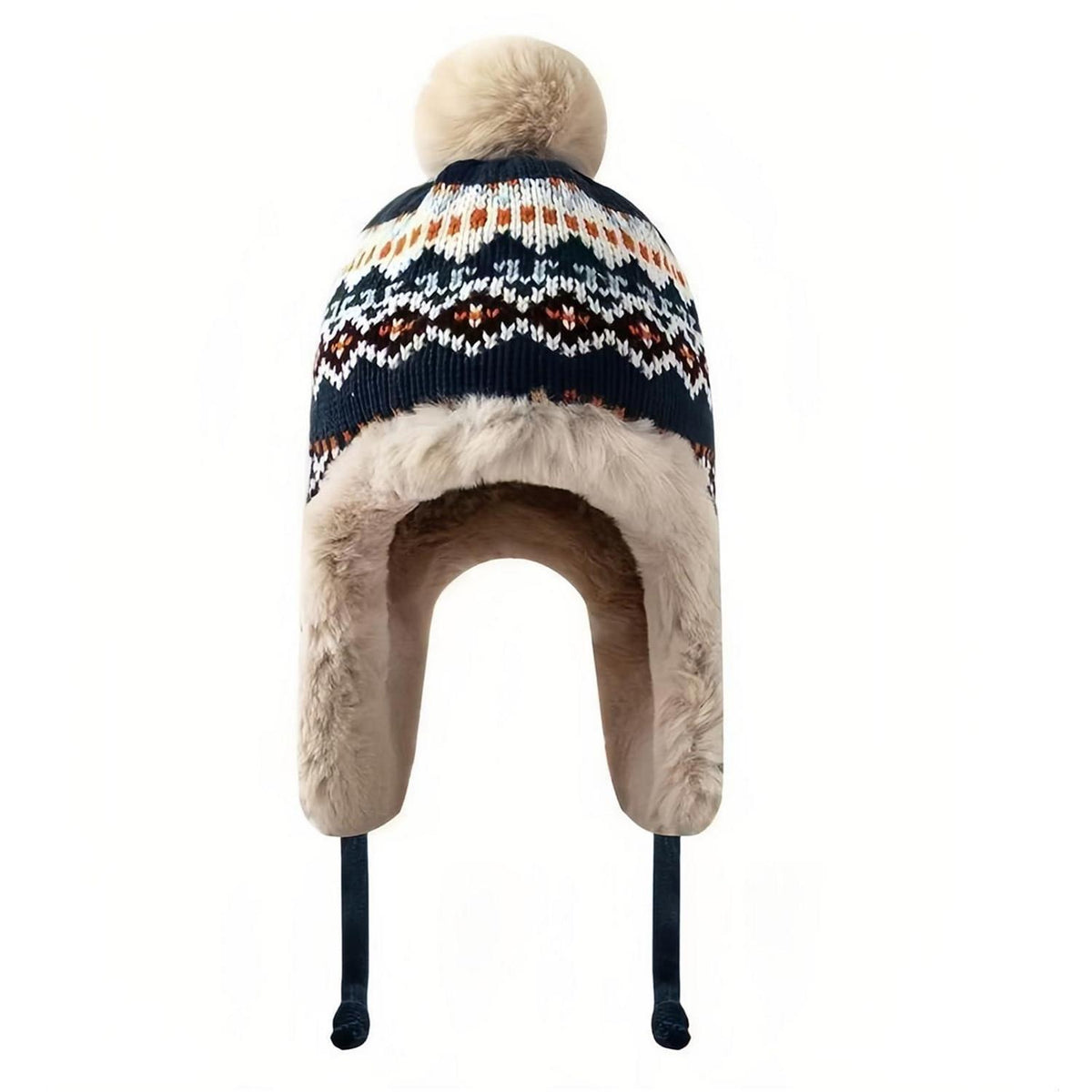 Trappermütze Damen Herren Warm Strickmütze mit Ohrenklappen