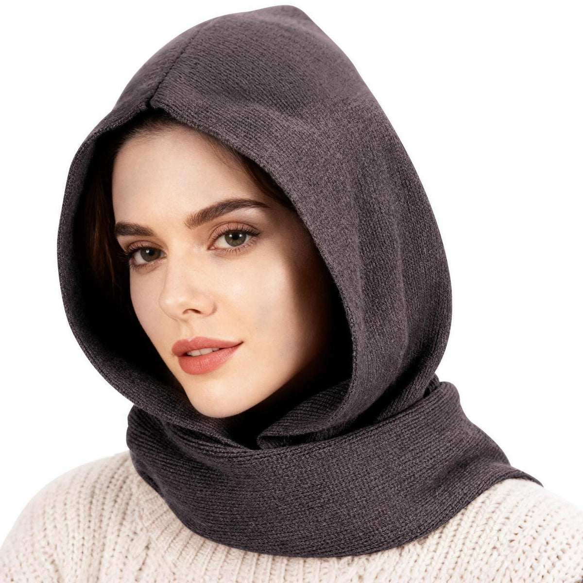 Winter Mützenschal Set 2in1 – Grau, Warm & Winddicht